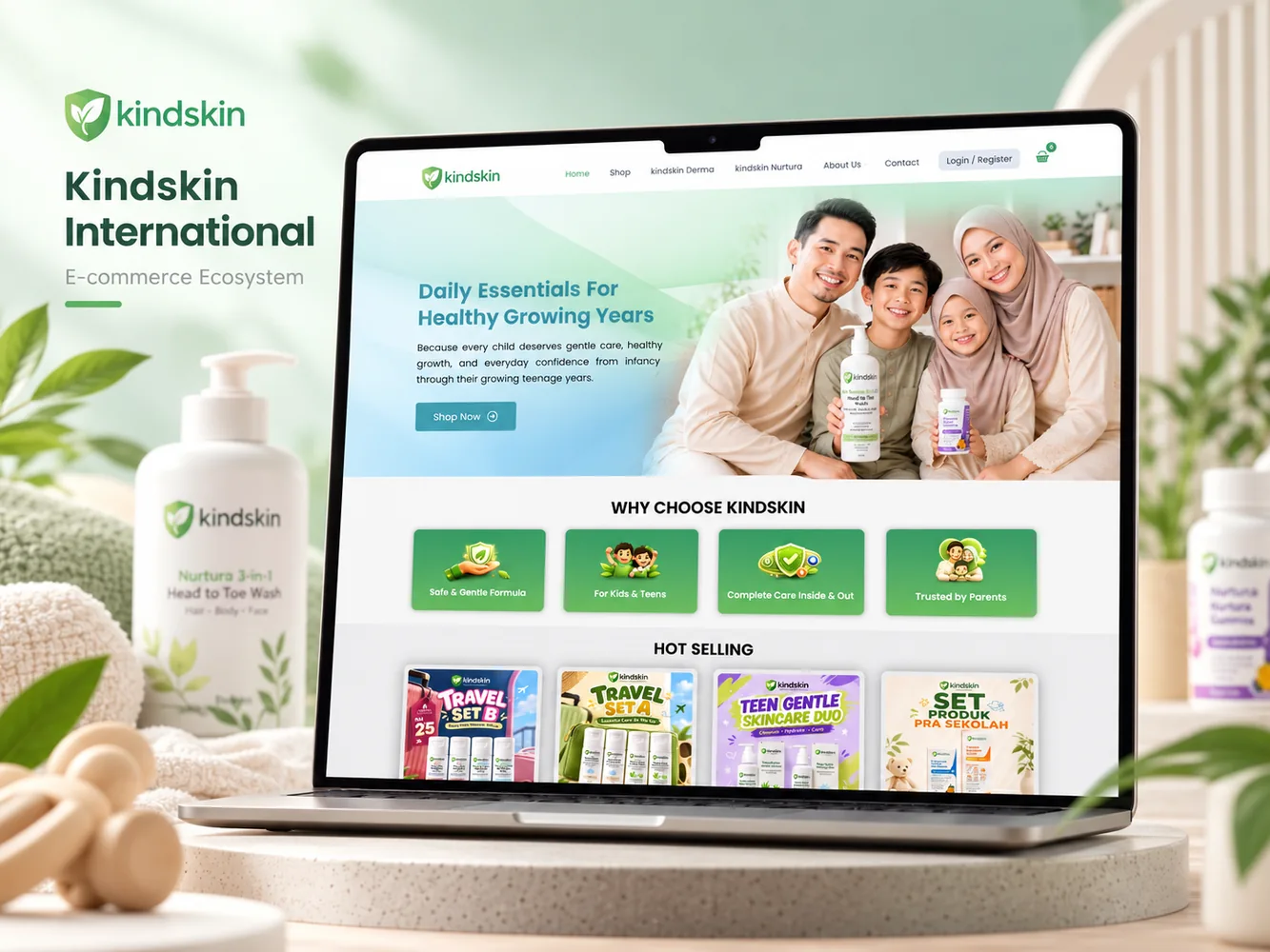 Kindskin International commerce solutions website by ADTEJARI digital agency