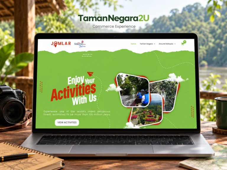 Portfolio website TamanNegara2U dengan paparan Jomlar terkini
