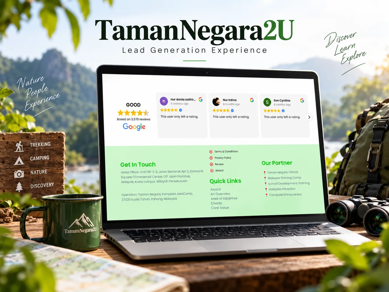 TamanNegara2U lead generation website with tourism programmes and enquiry links