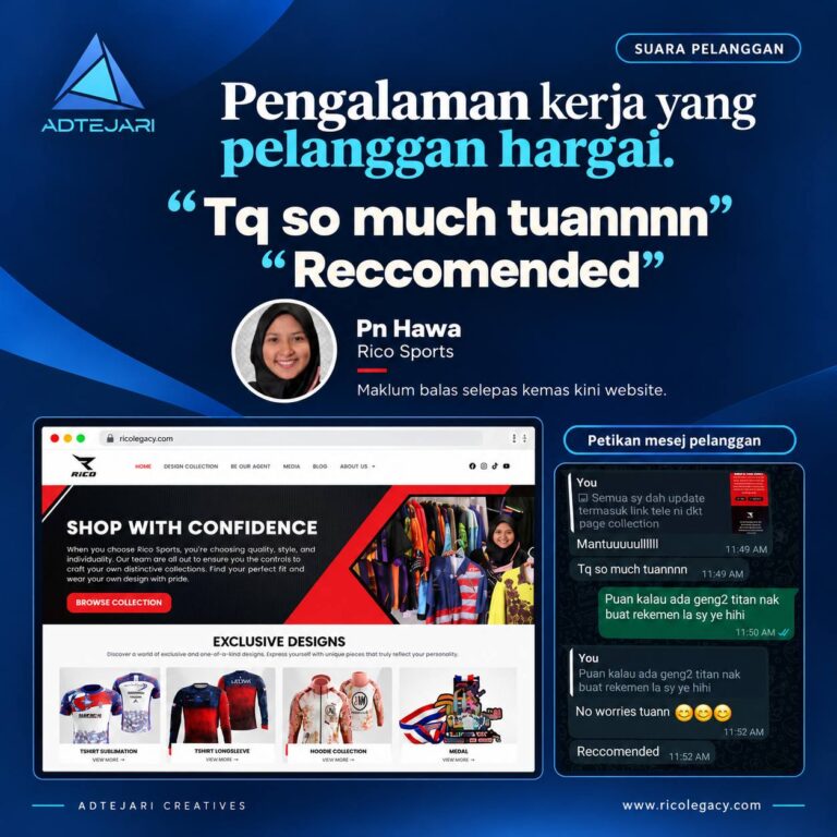 Rico Legacy customer feedback on ADTEJARI website updates